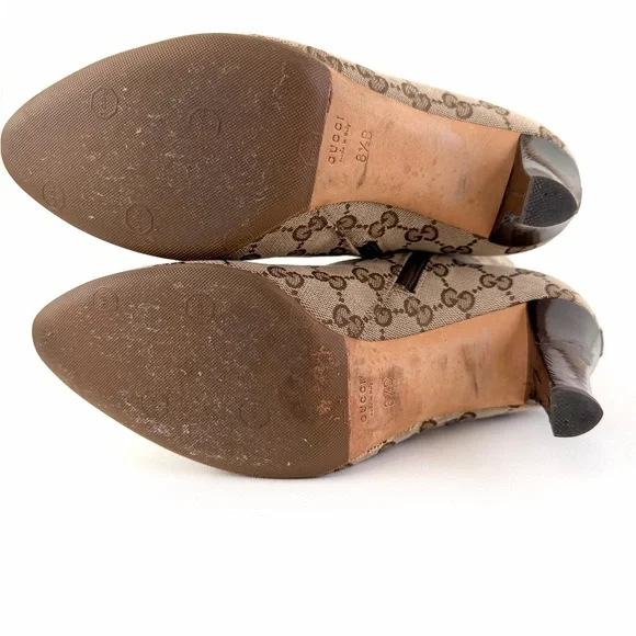 GUCCI || Vintage GG Canvas Knee High Heeled Boots Brown Monogram US 8.5 - Picture 16 of 16